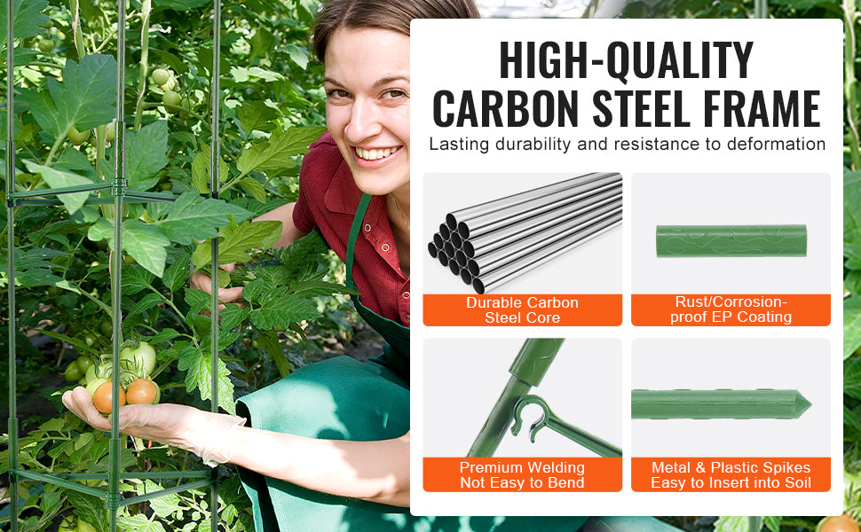 SucceBuy 6-pack tomatstöd för trädgårdslucka, växtstolpar, stöd för upphöjda trädgårdsbäddar – grönsaker, blommor och klättrande växter
