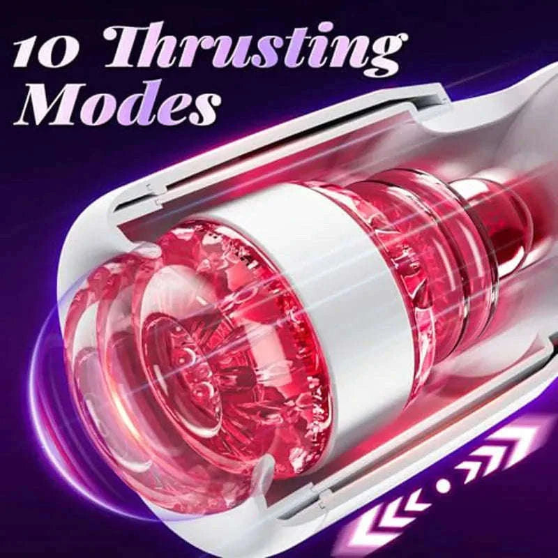 Tongue Licking Male Masturbator with Thrusting Modes-White / China Mainland