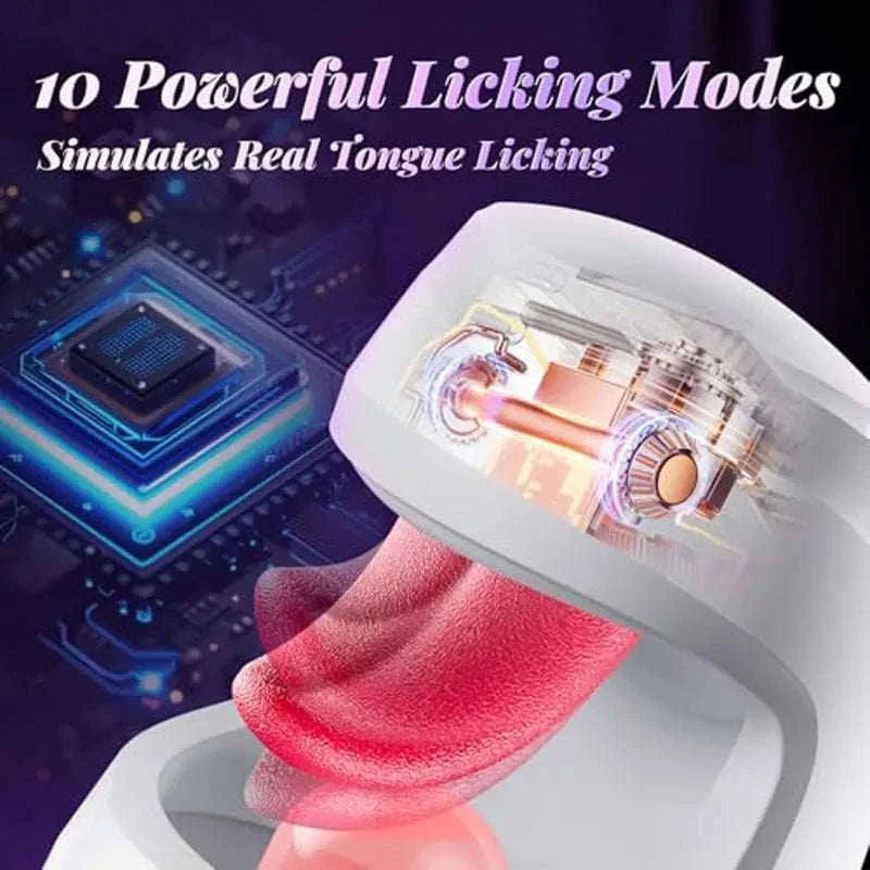 Tongue Licking Male Masturbator with Thrusting Modes-White / China Mainland