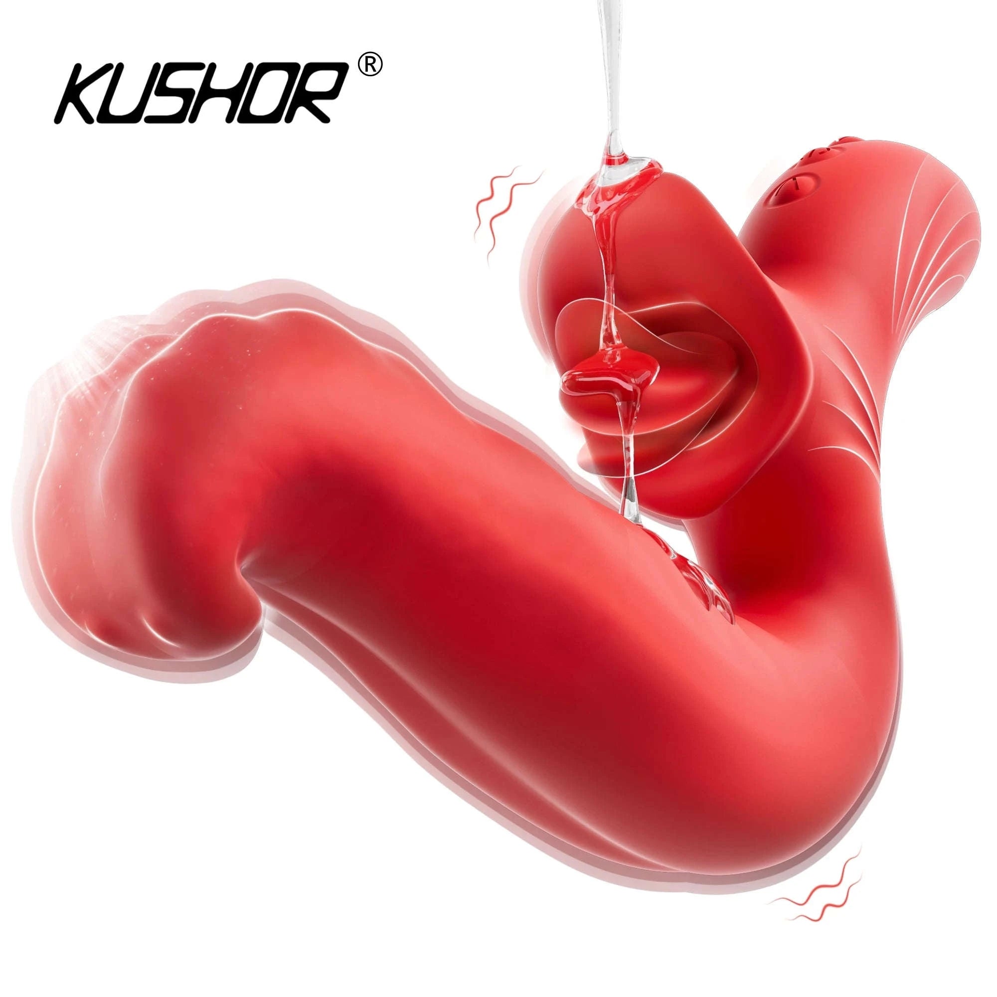 Tongue Vibrator for Women with Swaying and Licking Modes-Red / China Mainland
