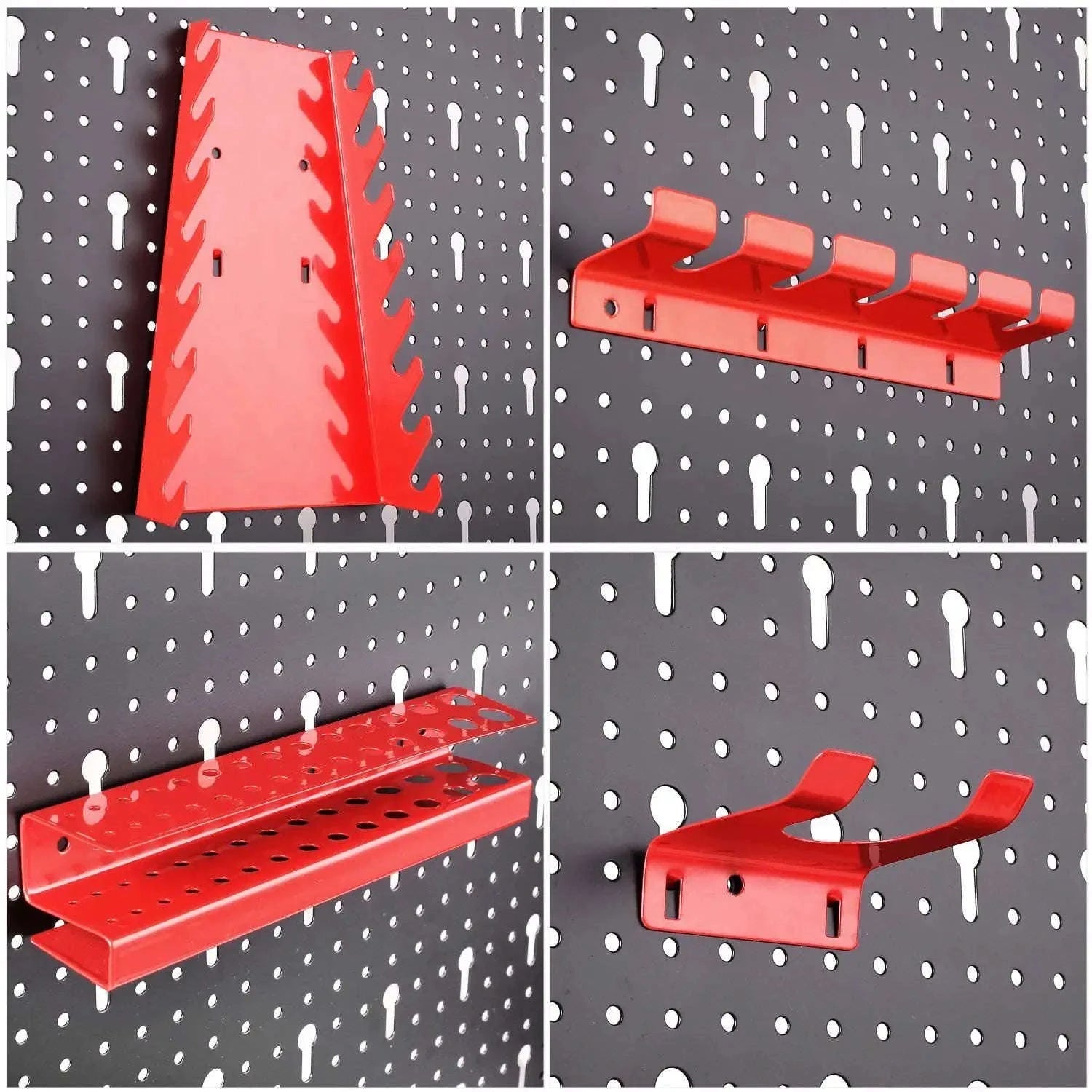 Tool Wall Perforated Wall Metal Panel Set with 17 Hooks-GERMANY