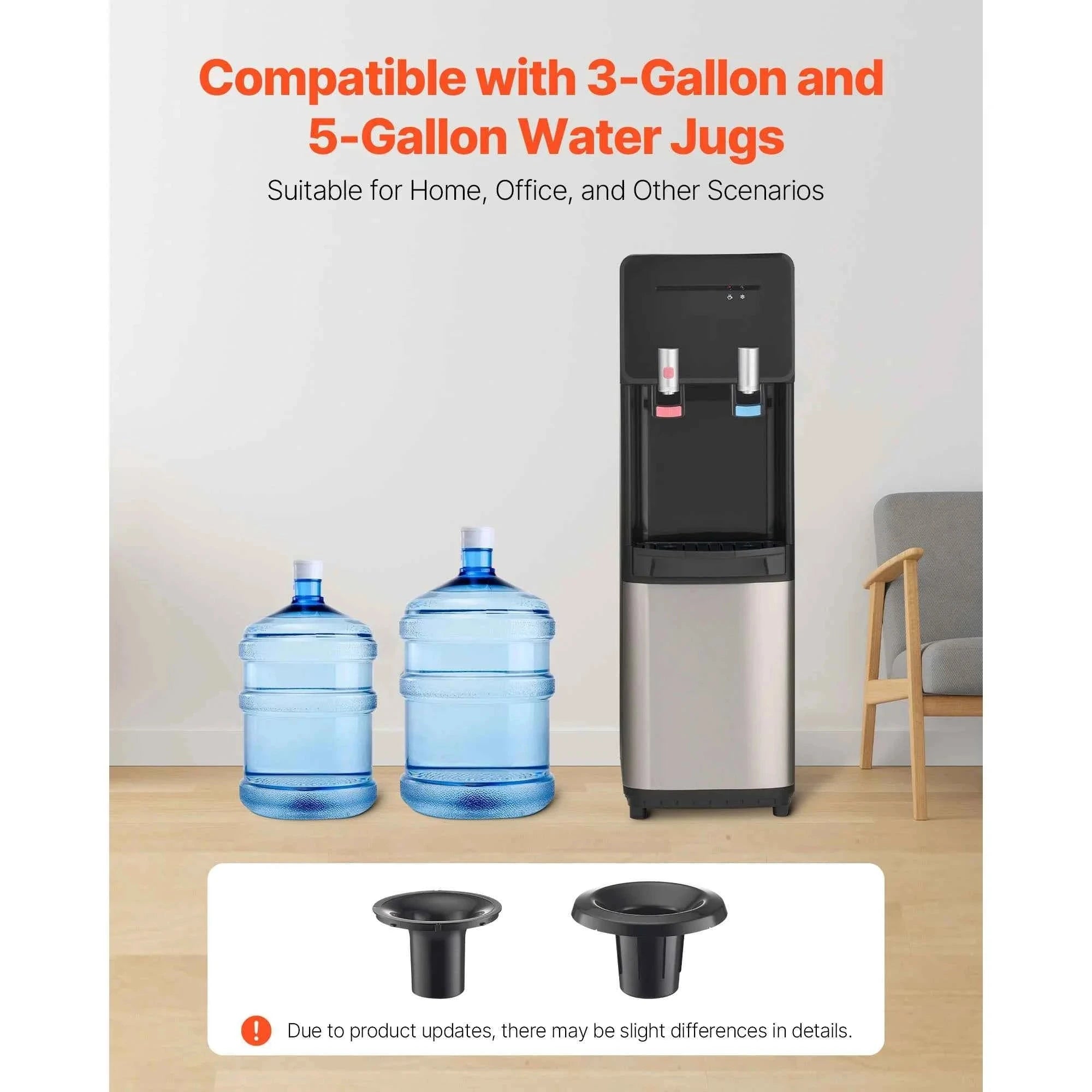 Top Loading Hot and Cold Water Dispenser for 3 or 5 Gallon Bottles-Black / United States