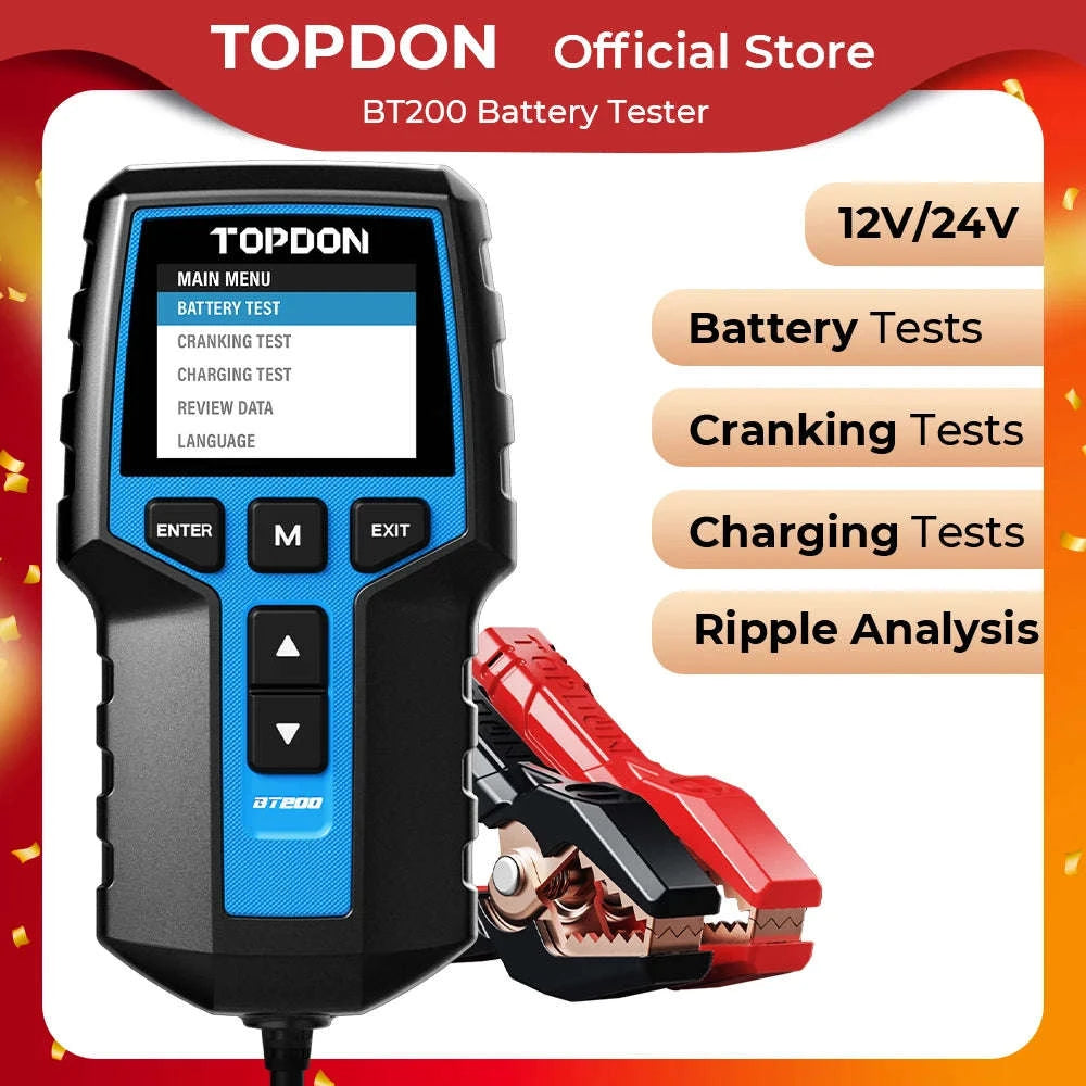 TOPDON BT200 Portable Battery Tester for 12V Automotive Systems-BT200 / GERMANY