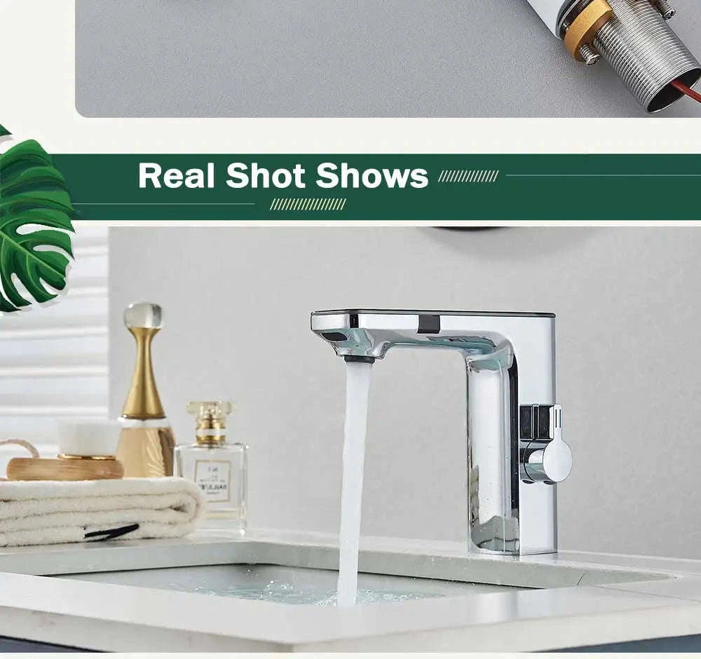 Touchless Sensor Basin Faucet with Smart Display-Chrome Basin Faucet / United States