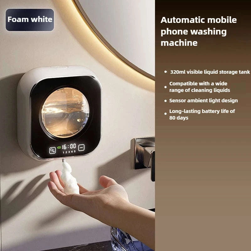 Touchless Wall Mounted Soap Dispenser with Rechargeable Sensor and LCD Display-WHITE / China Mainland