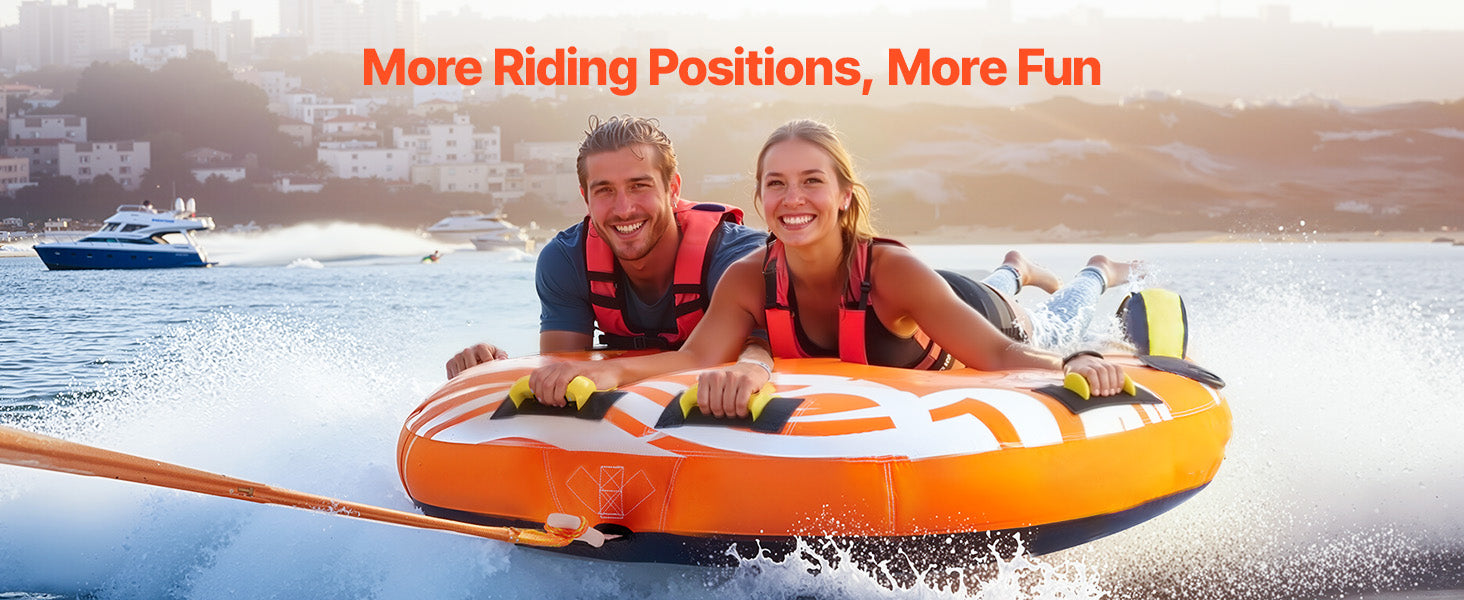 SucceBuy 1-2Riders Towable Tubes for Boating Inflatable Towable Tube for Boat to Pull 340lbs Boat Tubes with Fin for Water Sport