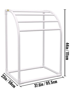 Portasciugamani da esterno per piscina con 5–8 barre, organizer autoportante in PVC