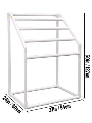 Portasciugamani da esterno per piscina con 5–8 barre, organizer autoportante in PVC