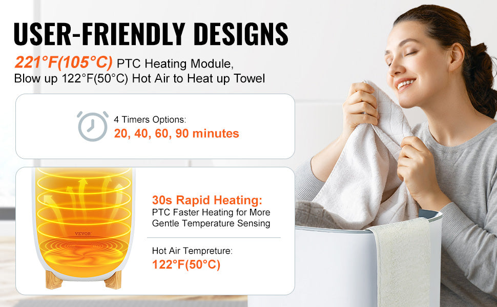 35L Towel Warmer Bucket with Fast Heating & Drying Modes