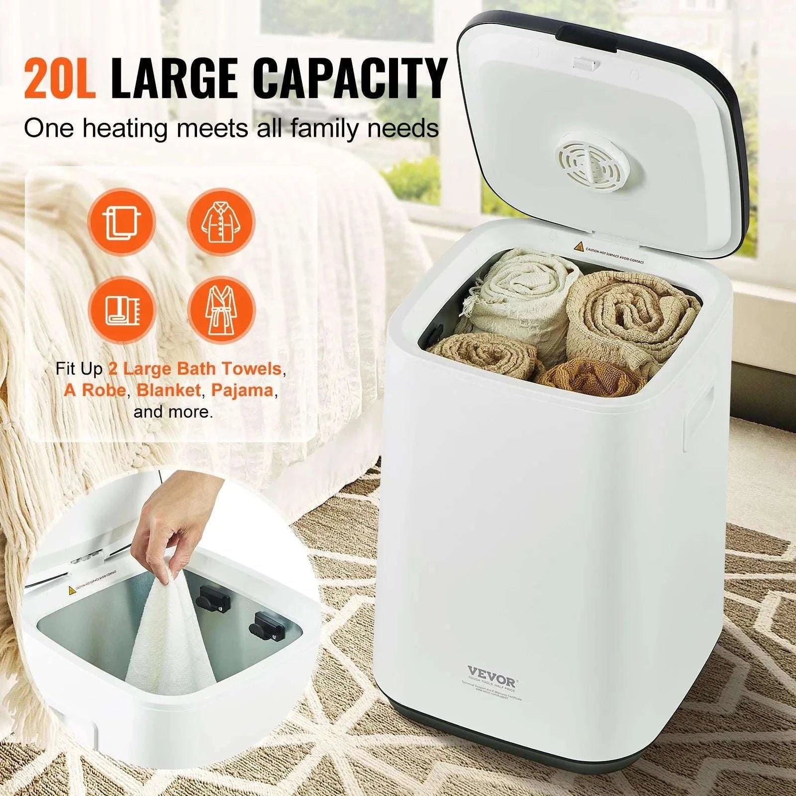 Towel Warmer Bucket with Timer, LED & Large Capacity (20L–35L)-35L / Poland