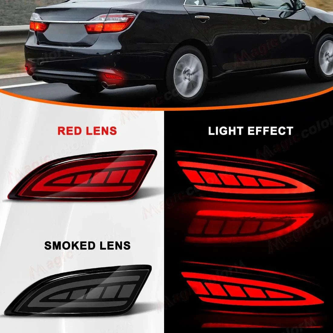 Toyota Camry 2015–2016 LED Rear Bumper Lights Dynamic Turn Signal-Red Lens / China Mainland