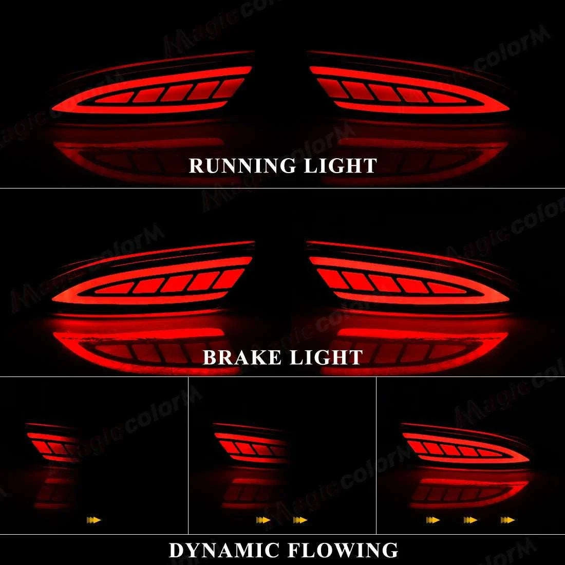 Toyota Camry 2015–2016 LED Rear Bumper Lights Dynamic Turn Signal-Red Lens / China Mainland