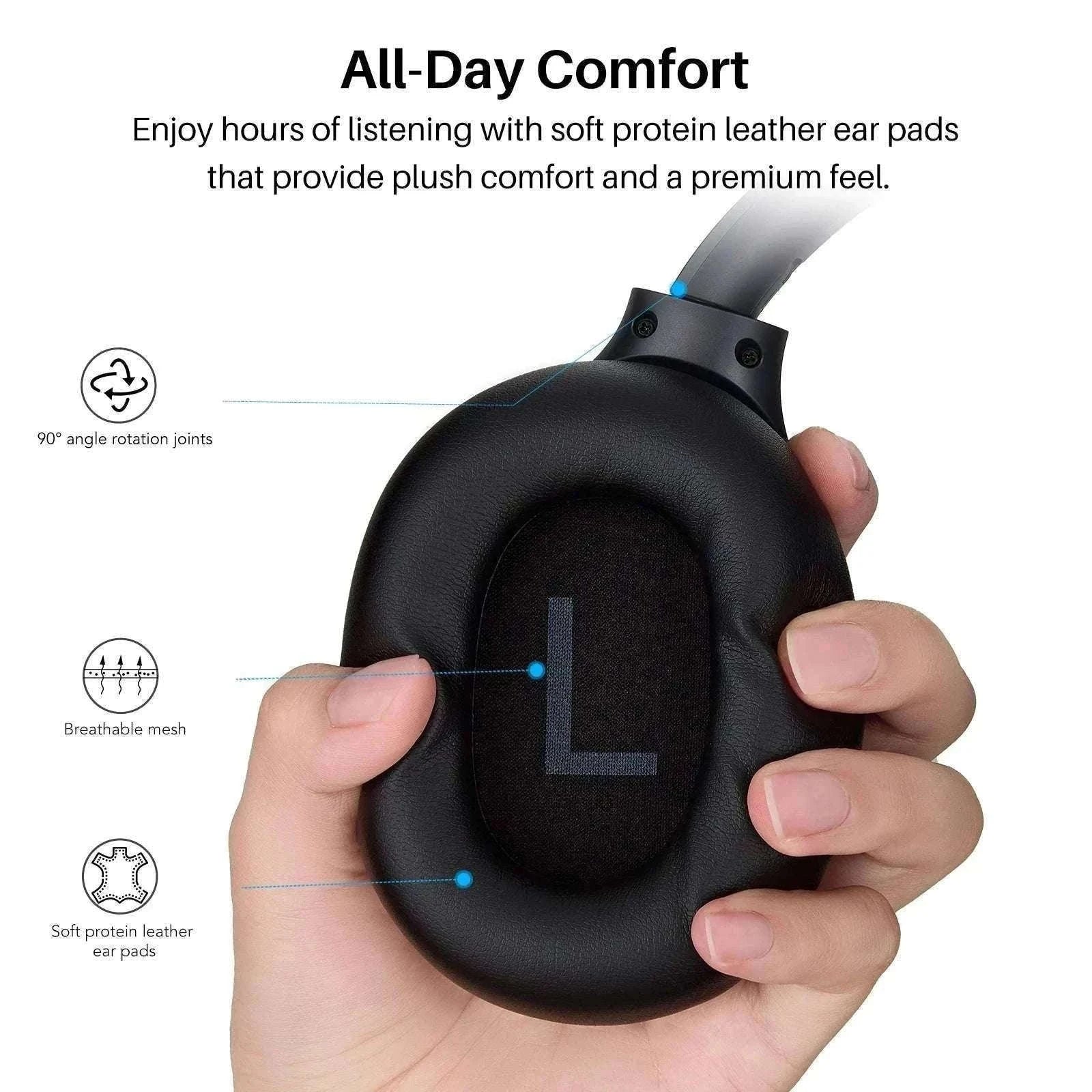 TOZO HT3 Headphones with AI Translation and Bluetooth Audio-black