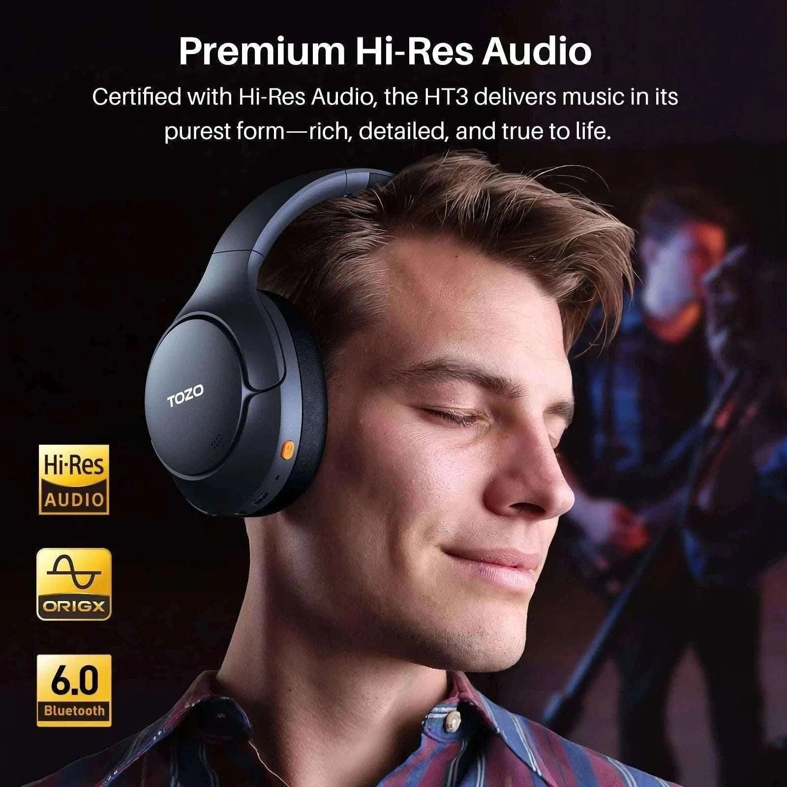 TOZO HT3 Headphones with AI Translation and Bluetooth Audio-black