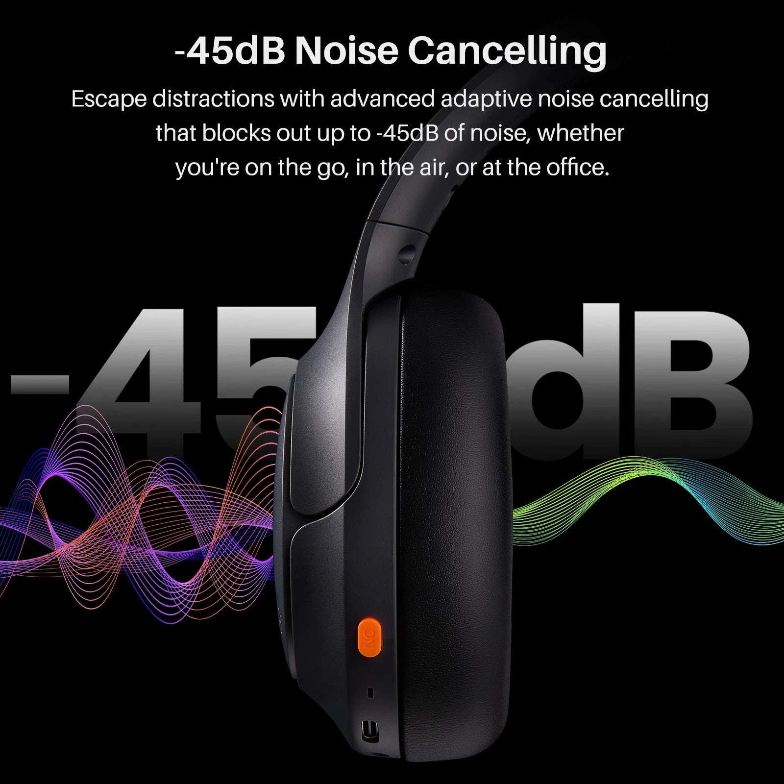 TOZO HT3 Headphones with AI Translation and Bluetooth Connectivity-black