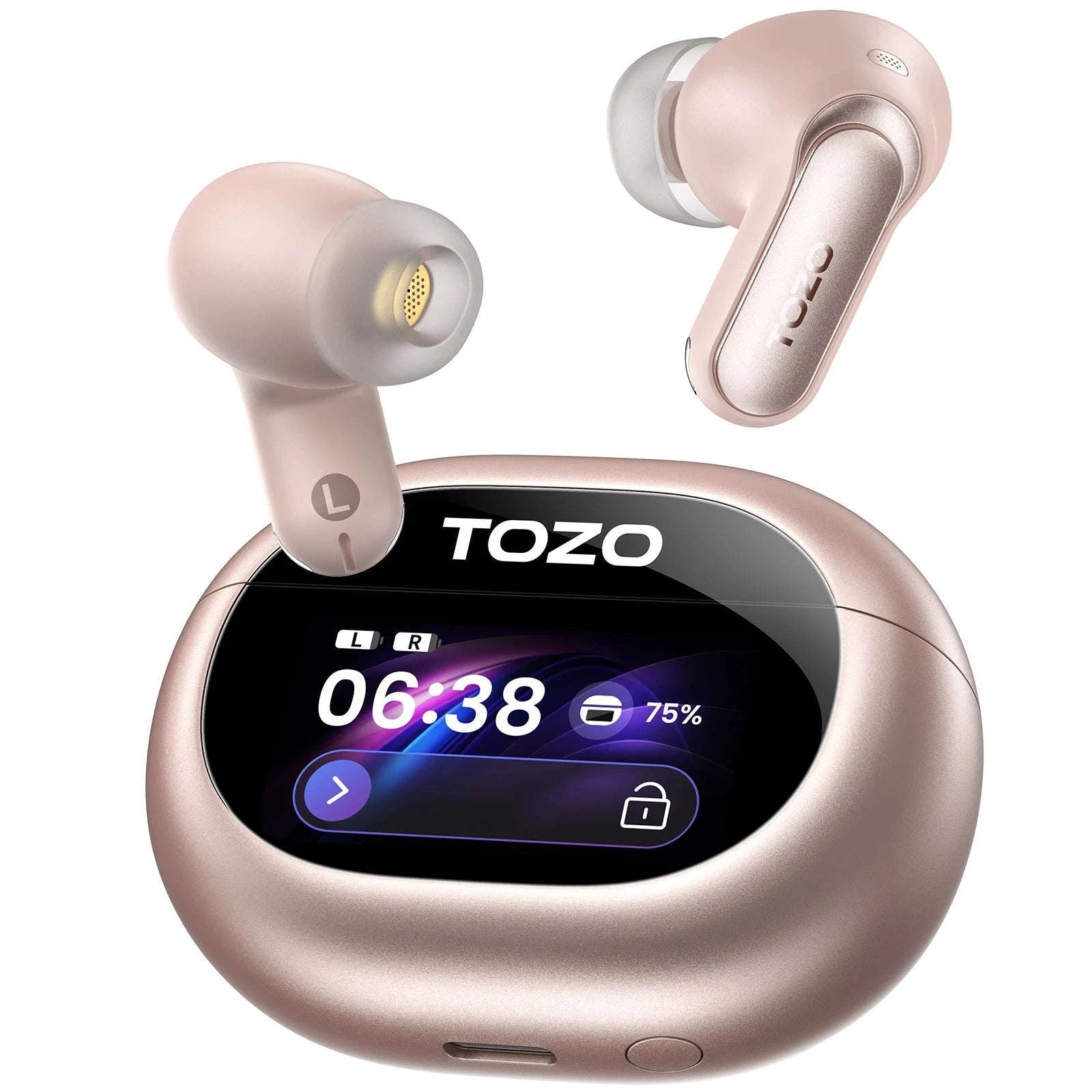 TOZO NC20 Pro True Wireless Earbuds with Smart Touch Screen-Pink Rose