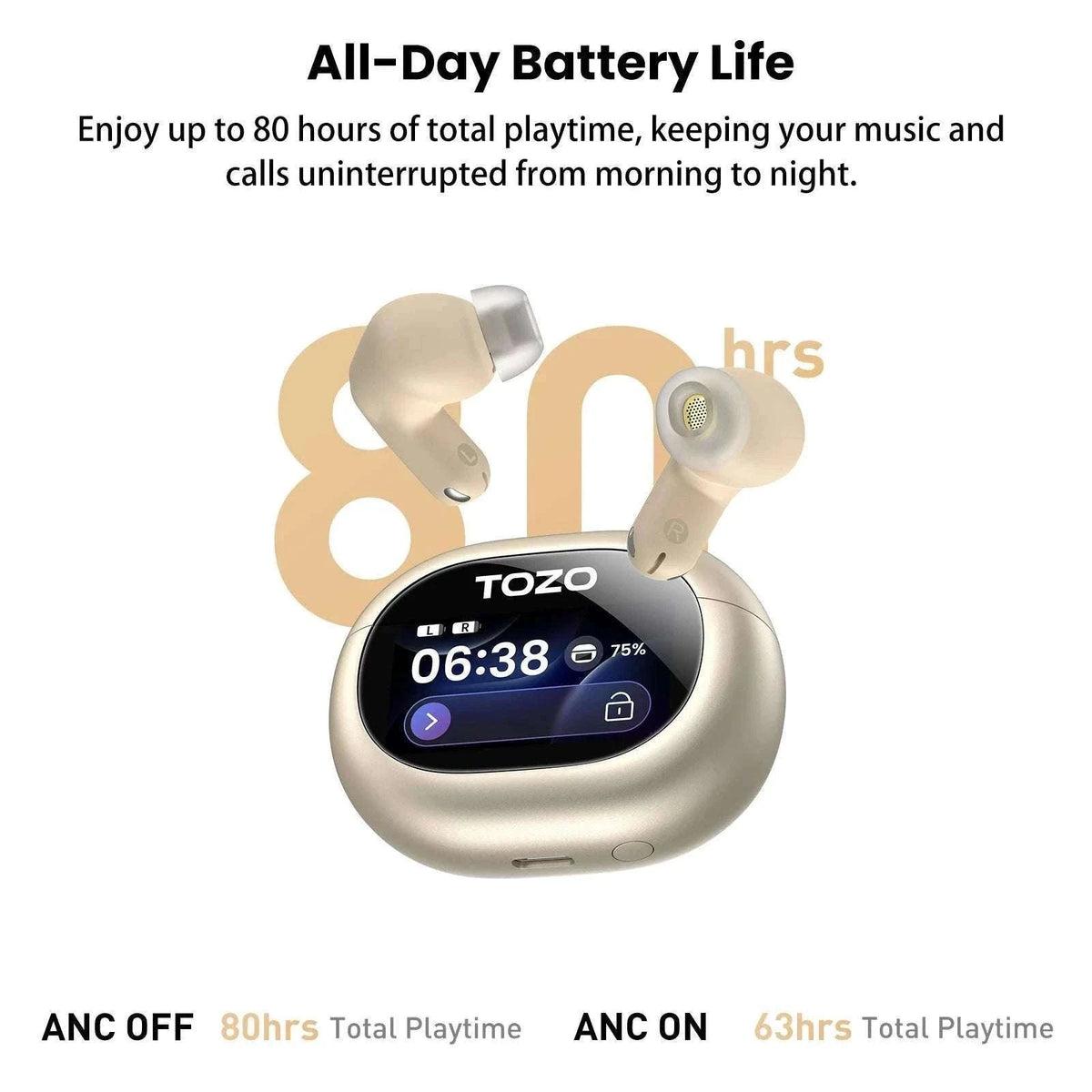 TOZO NC20 Pro Wireless Earbuds with Touch Screen Control-Pink Rose