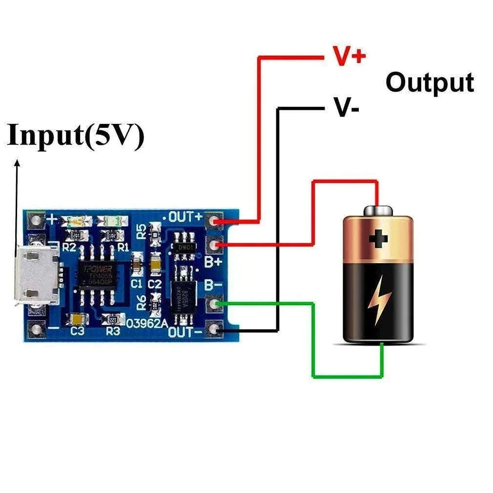 TP4056 18650 Lithium Battery Charger Module with USB Inputs-18650 Type-c / 5PCS