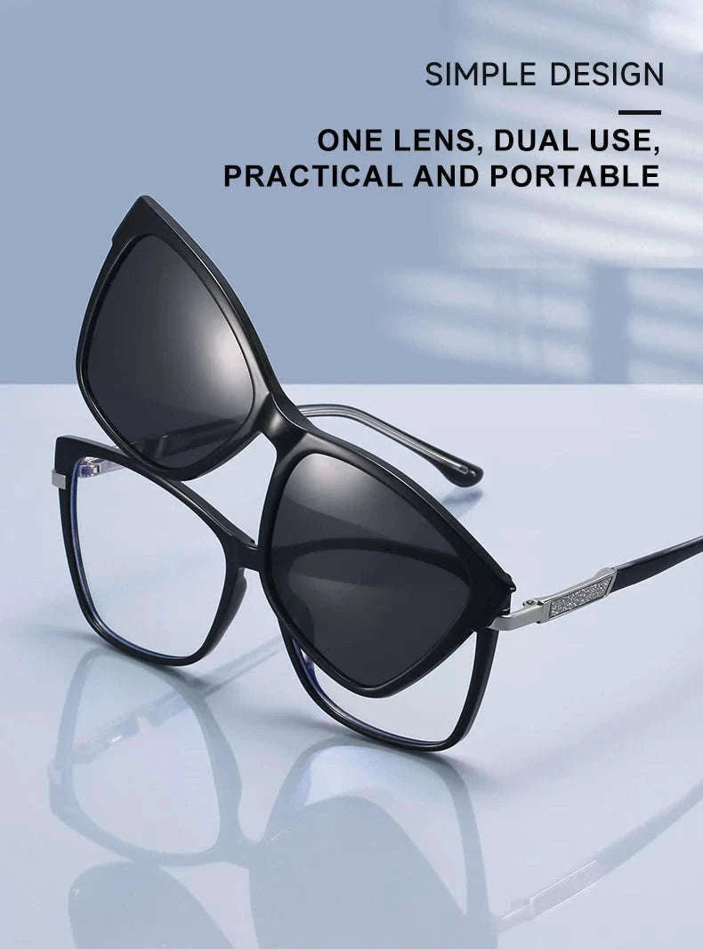 TR90 Magnetic Clip-On Sunglasses with Polarized Lenses-