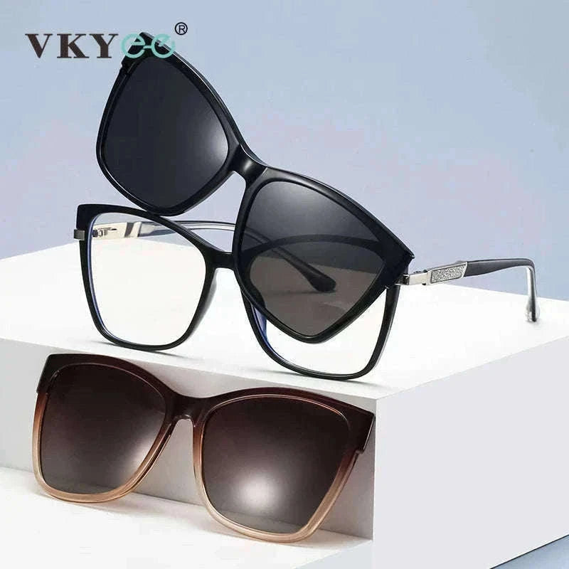 TR90 Magnetic Clip-On Sunglasses with Polarized Lenses-86003-C3 / +50