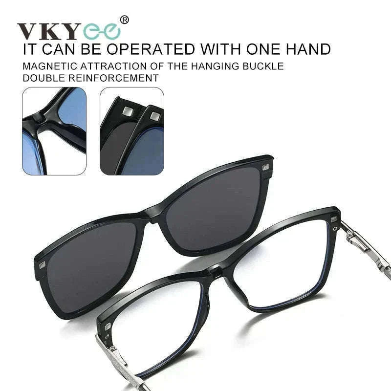 TR90 Magnetic Clip-On Sunglasses with Polarized Lenses-86003-C3 / +50