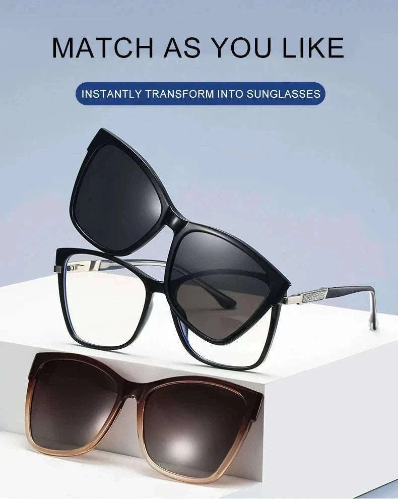 TR90 Magnetic Clip-On Sunglasses with Polarized Lenses-86003-C3 / +50