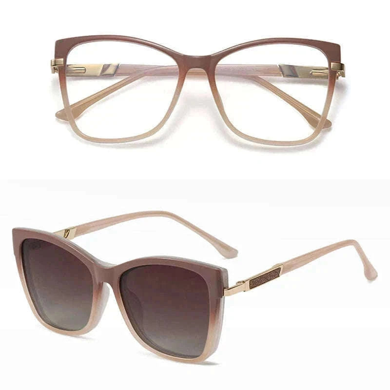 TR90 Magnetic Clip-On Sunglasses with Polarized Lenses-86003-C3 / +50