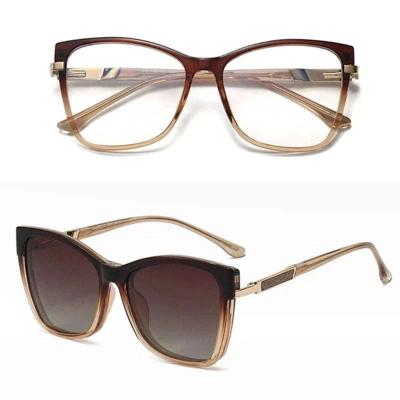 TR90 Magnetic Clip-On Sunglasses with Polarized Lenses-86003-C3 / +50