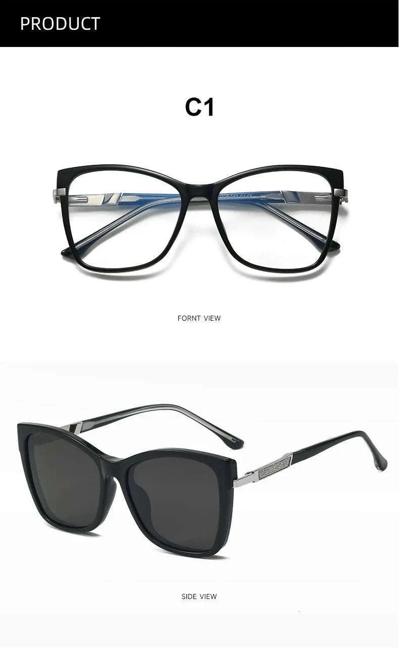 TR90 Magnetic Clip-On Sunglasses with Polarized Lenses-