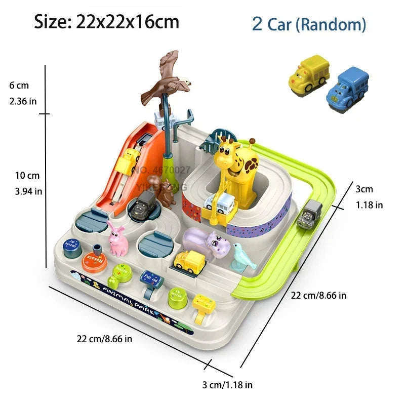Track Car Adventure Game Educational Rail Toy Set for Kids-yellow-2-car