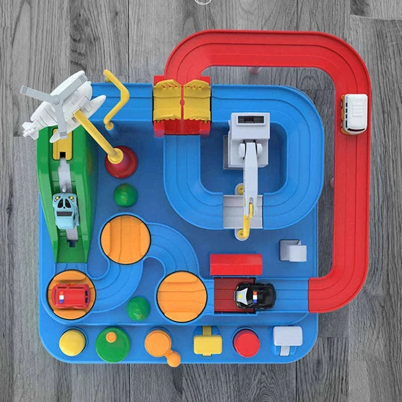 Track Car Adventure Game Educational Rail Toy Set for Kids-yellow-2-car