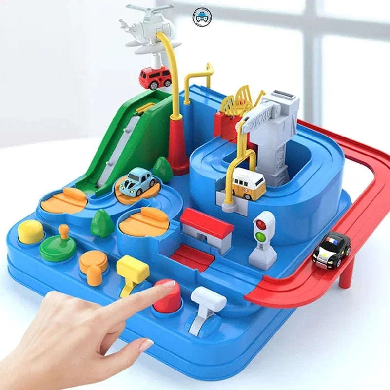 Track Car Adventure Game Educational Rail Toy Set-yellow-2-car