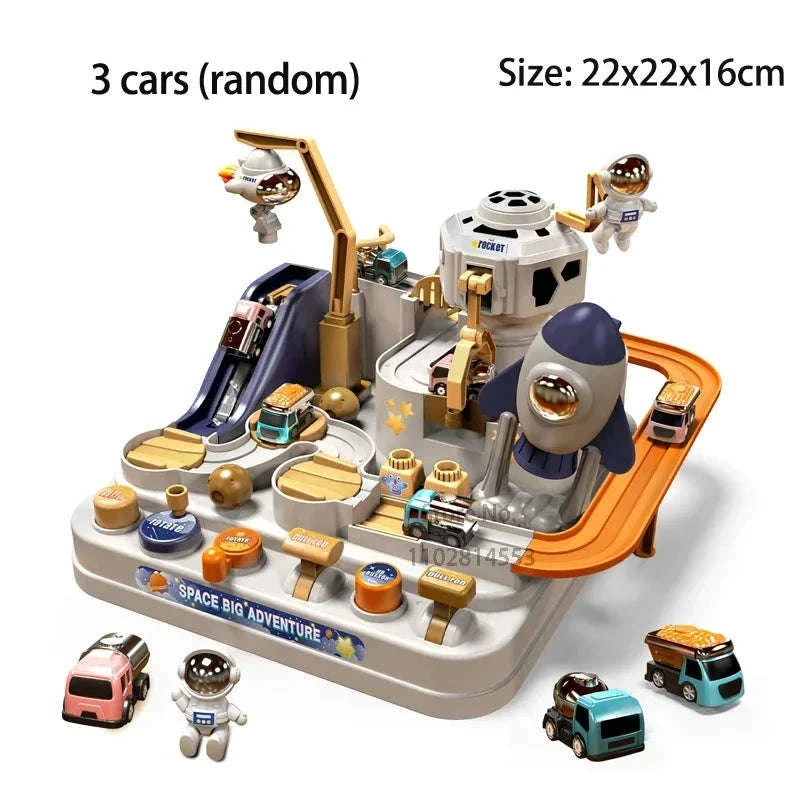 Track Car Adventure Game Educational Rail Toy Set-yellow-2-car