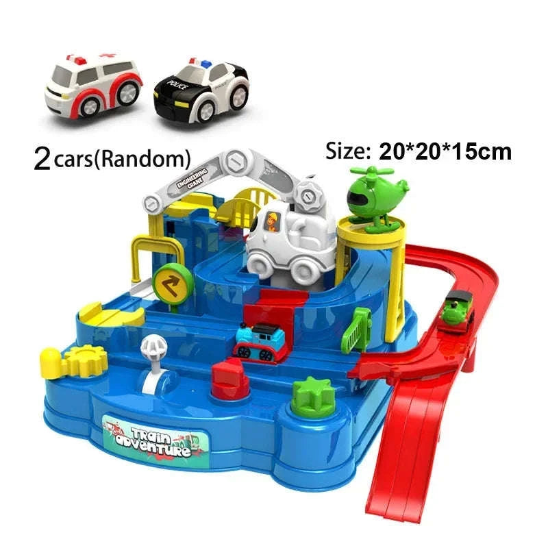 Track Car Adventure Game Educational Rail Toy Set-yellow-2-car
