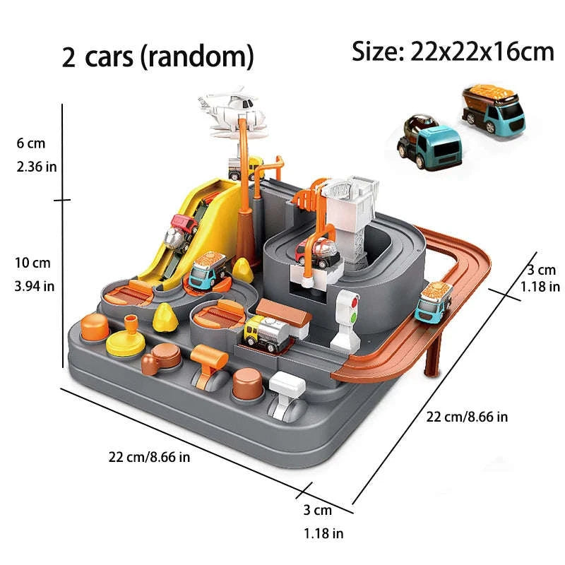 Track Car Adventure Game Educational Rail Toy Set-yellow-2-car