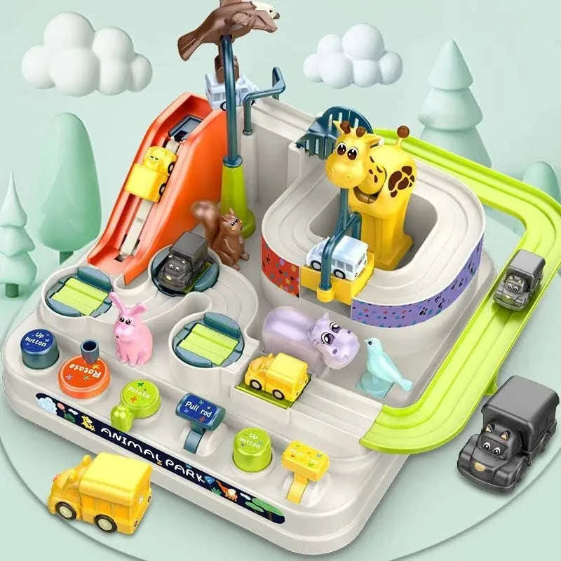 Track Car Adventure Game Educational Rail Toy Set-yellow-2-car