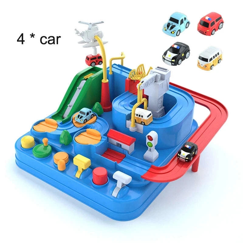 Track Car Adventure Game Educational Rail Toy Set-yellow-2-car