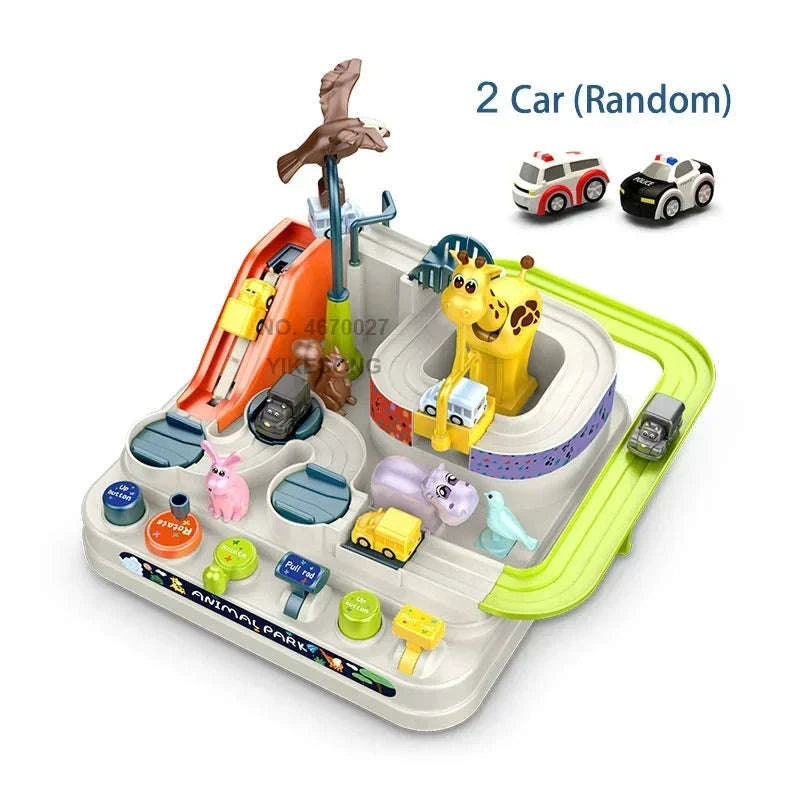 Track Car Adventure Game Educational Rail Toy Set-yellow-2-car
