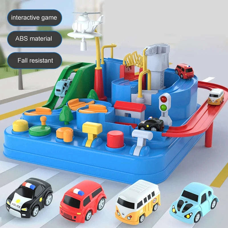 Track Car Adventure Game Educational Rail Toy Set-yellow-2-car