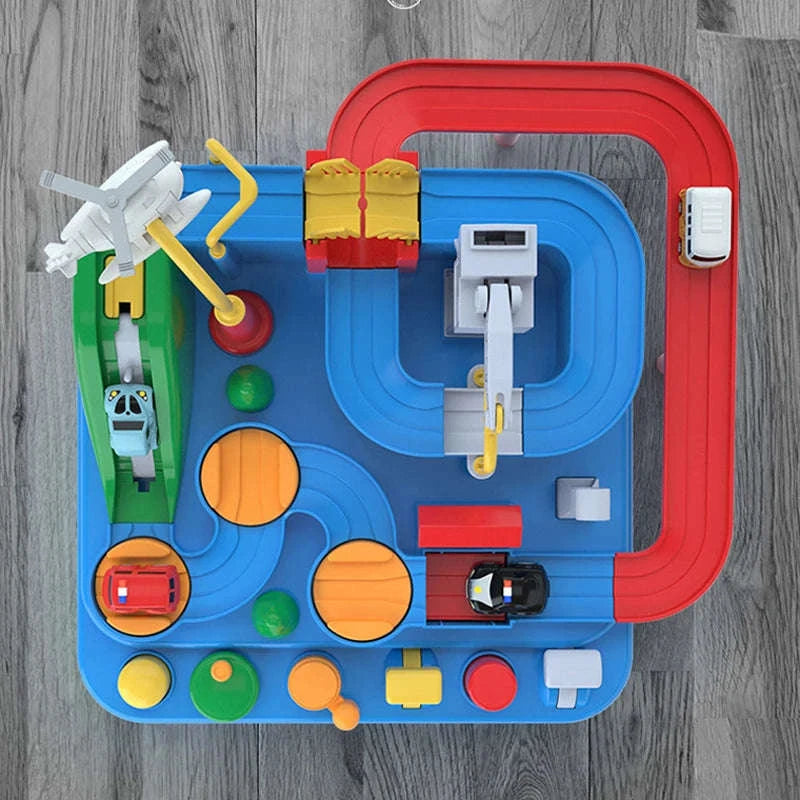 Track Car Adventure Game Educational Rail Toy Set-yellow-2-car