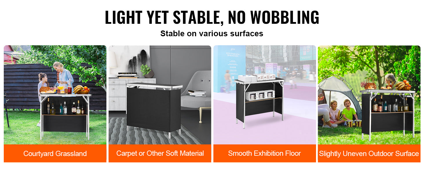 Folding Trade Show Counter Table with Storage Shelf & Carry Bag