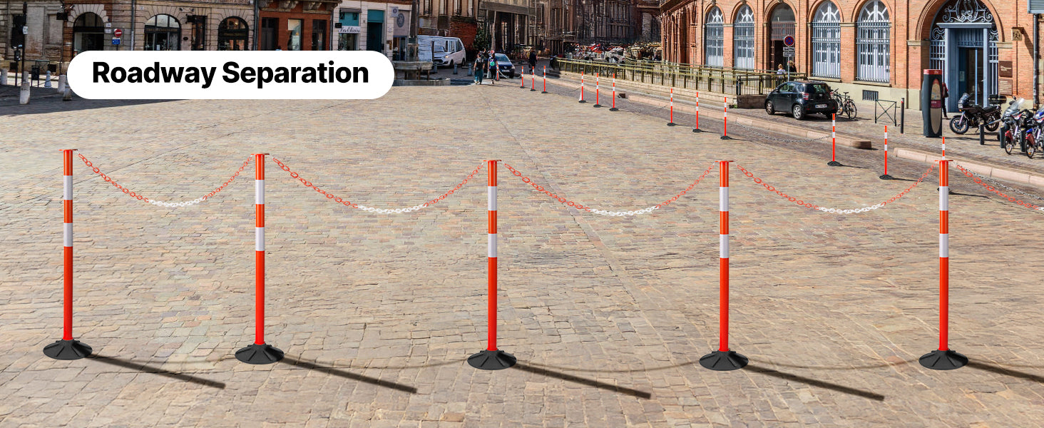 SucceBuy 2/3/4/6/12 Pack Traffic Delineator Posts 34/45 in with Weighted Base Reflective Strips for Construction Site Parking