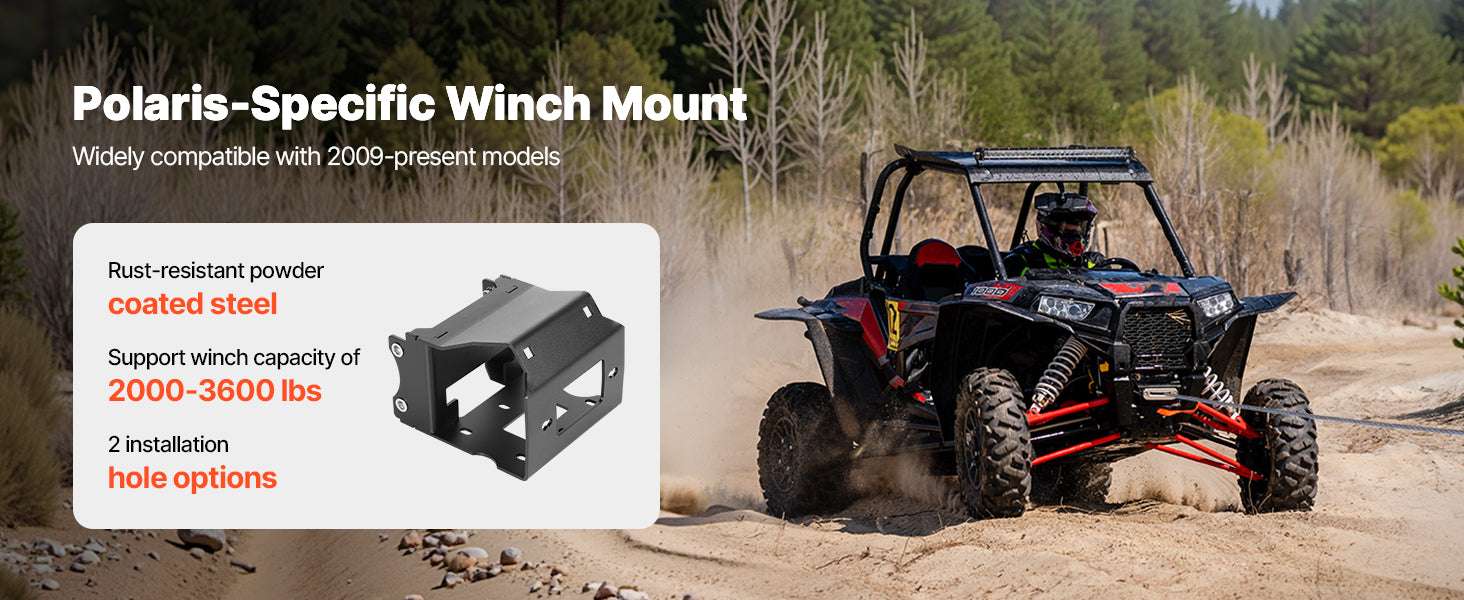 Trailer Hitch Winch Mount 2000–3600 lbs for Polaris Sportsman 2009+-Black / United States