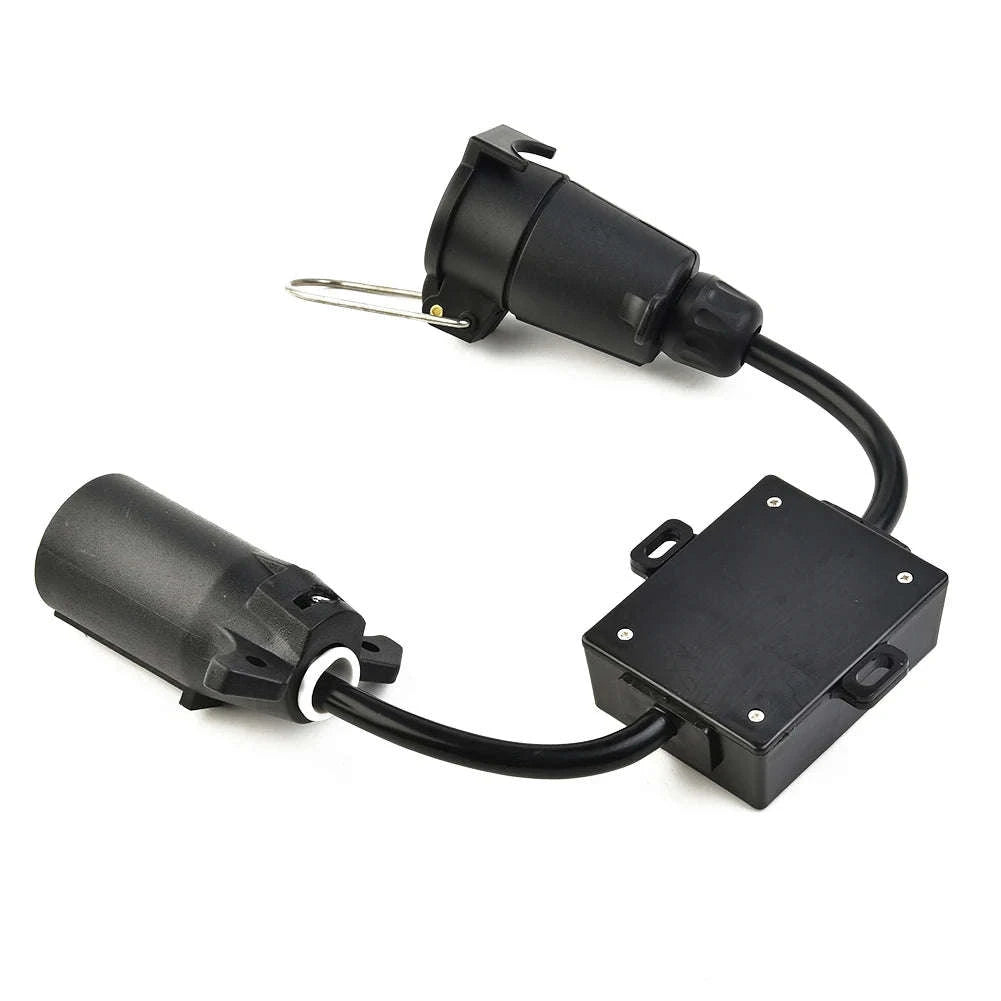 Trailer Light Converter 7-Pole RV Blade Socket to 7-Pin Round Plug-Default Title