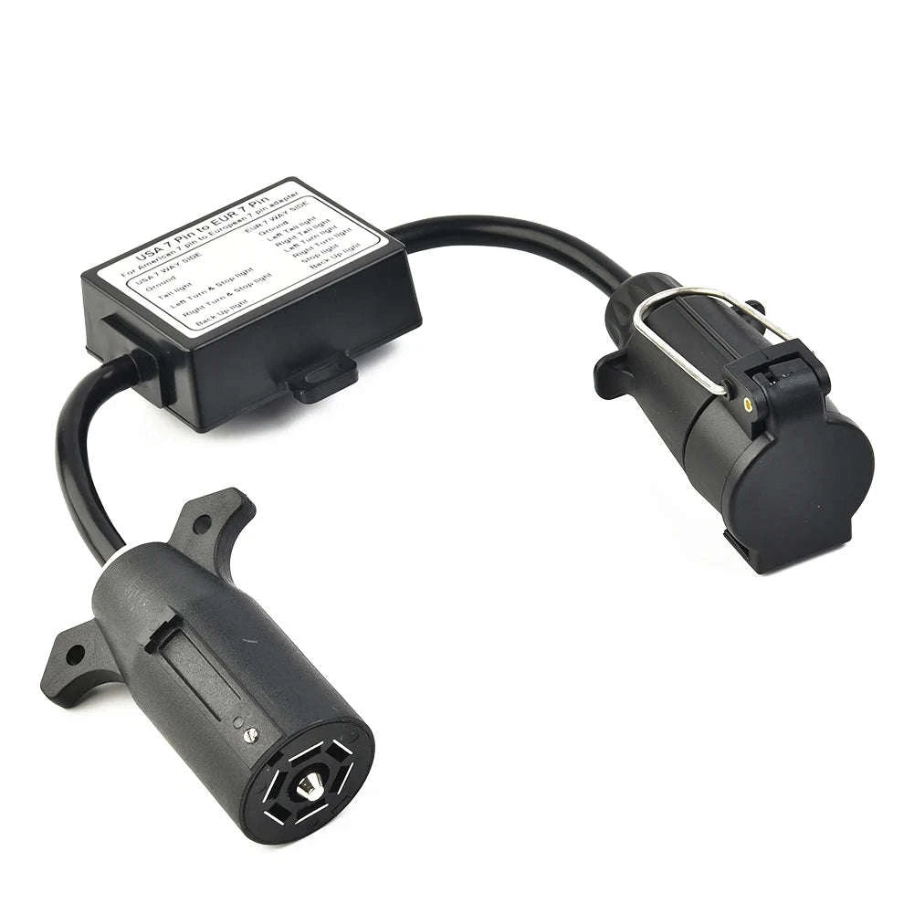Trailer Light Converter 7-Pole RV Blade Socket to 7-Pin Round Plug-Default Title