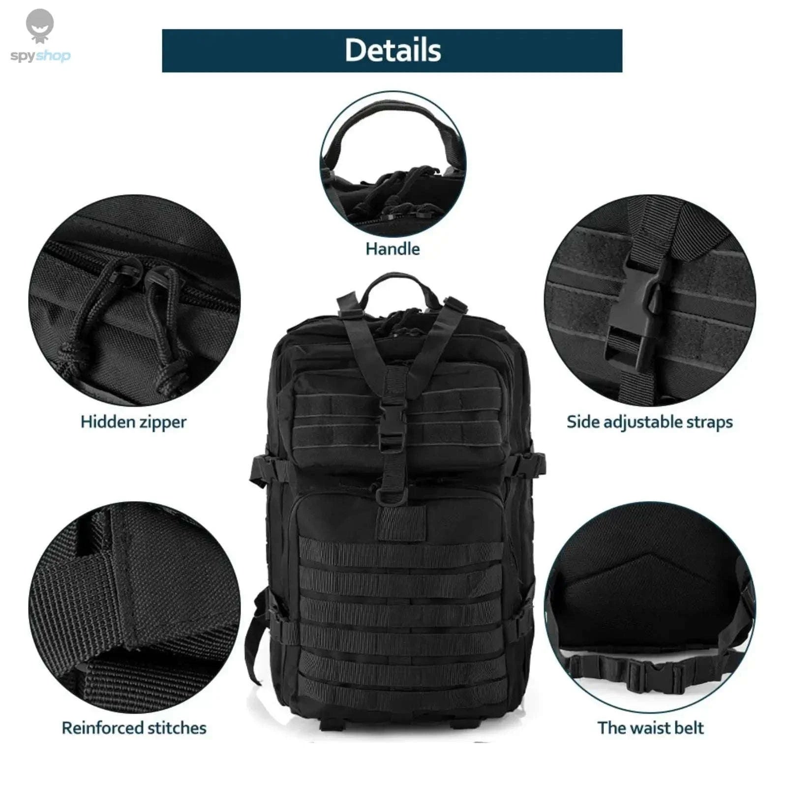 TrailForce Tactical Backpack – Waterproof, MOLLE‑Ready, 25L/50L Outdoor Pack-50L (Green)