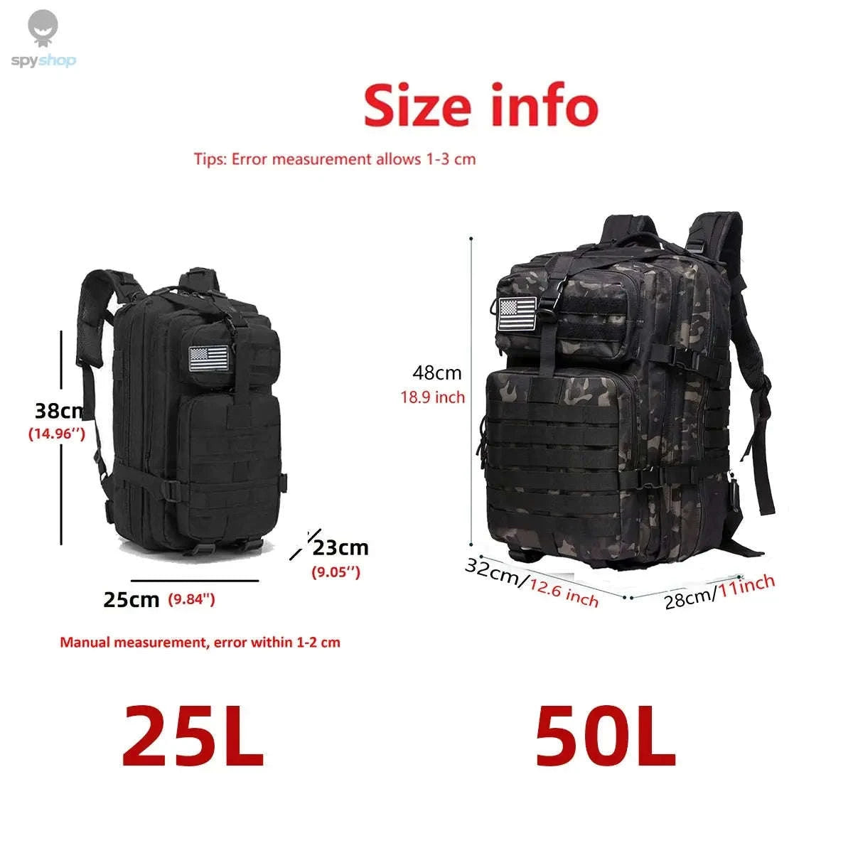 TrailForce Tactical Backpack – Waterproof, MOLLE‑Ready, 25L/50L Outdoor Pack-50L (Green)