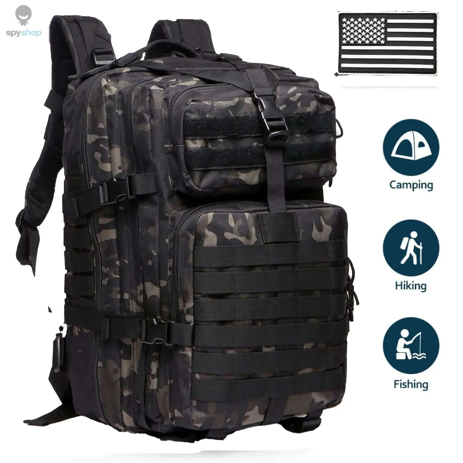 TrailForce Tactical Backpack – Waterproof, MOLLE‑Ready, 25L/50L Outdoor Pack-50L (Green)