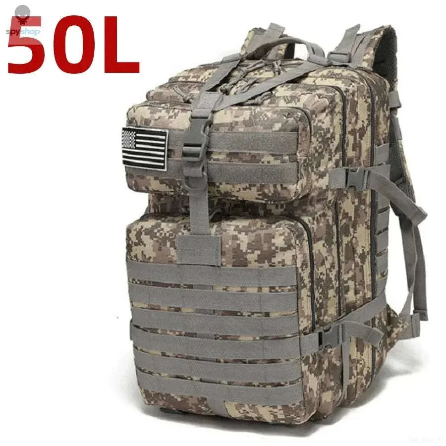 TrailForce Tactical Backpack – Waterproof, MOLLE‑Ready, 25L/50L Outdoor Pack-50L (Green)