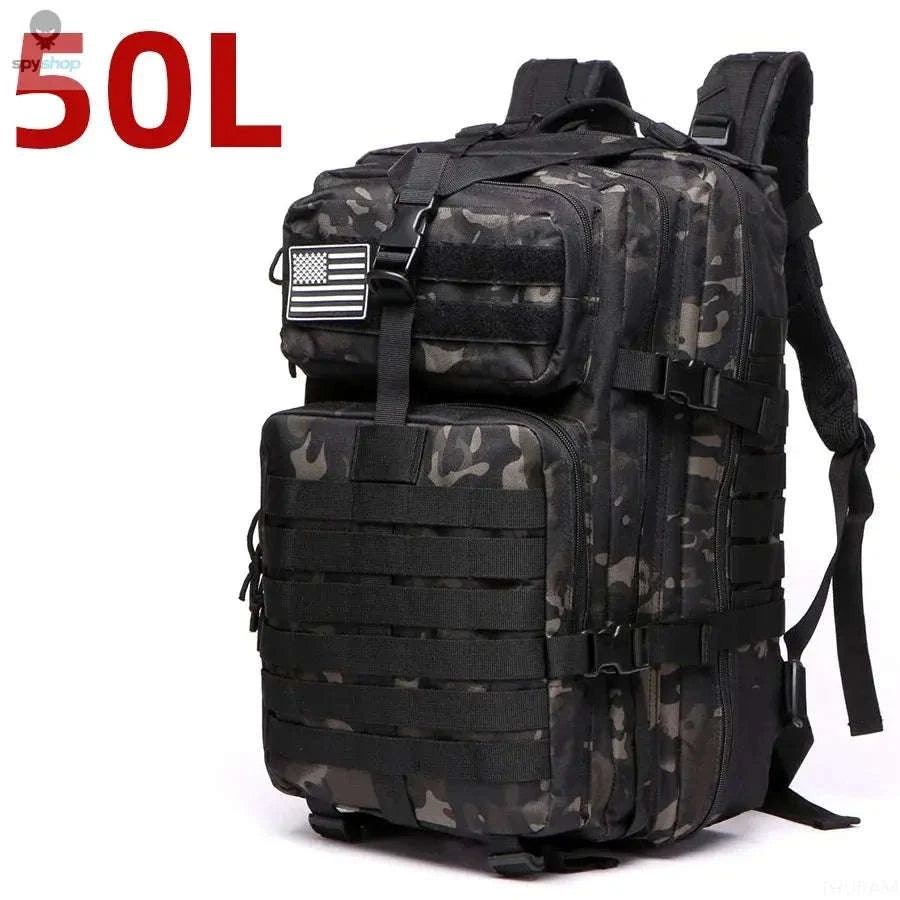 TrailForce Tactical Backpack – Waterproof, MOLLE‑Ready, 25L/50L Outdoor Pack-50L (Green)